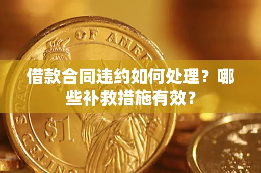 武汉借款合同违约如何处理？哪些补救措施有效？